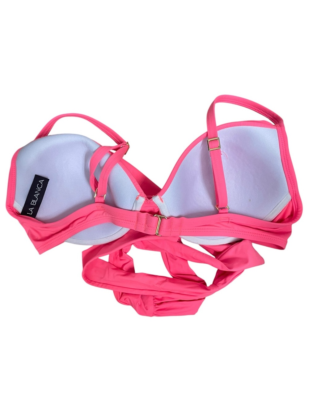La Blanca Hot Pink Wrap Underwire Bikini Top Sweetheart Swimsuit Size 12 - Picture 2 of 5